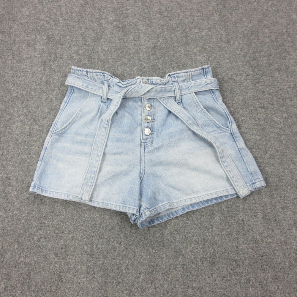 American Eagle Shorts Womens 6‎ Blue Mom Paperbag Denim Belted 3 Inseam